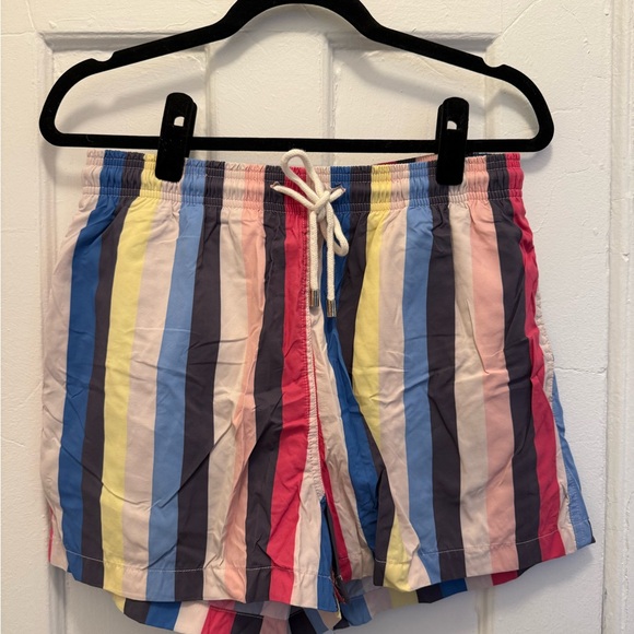 Colorful Solid & Striped Swim Shorts - Picture 1 of 4